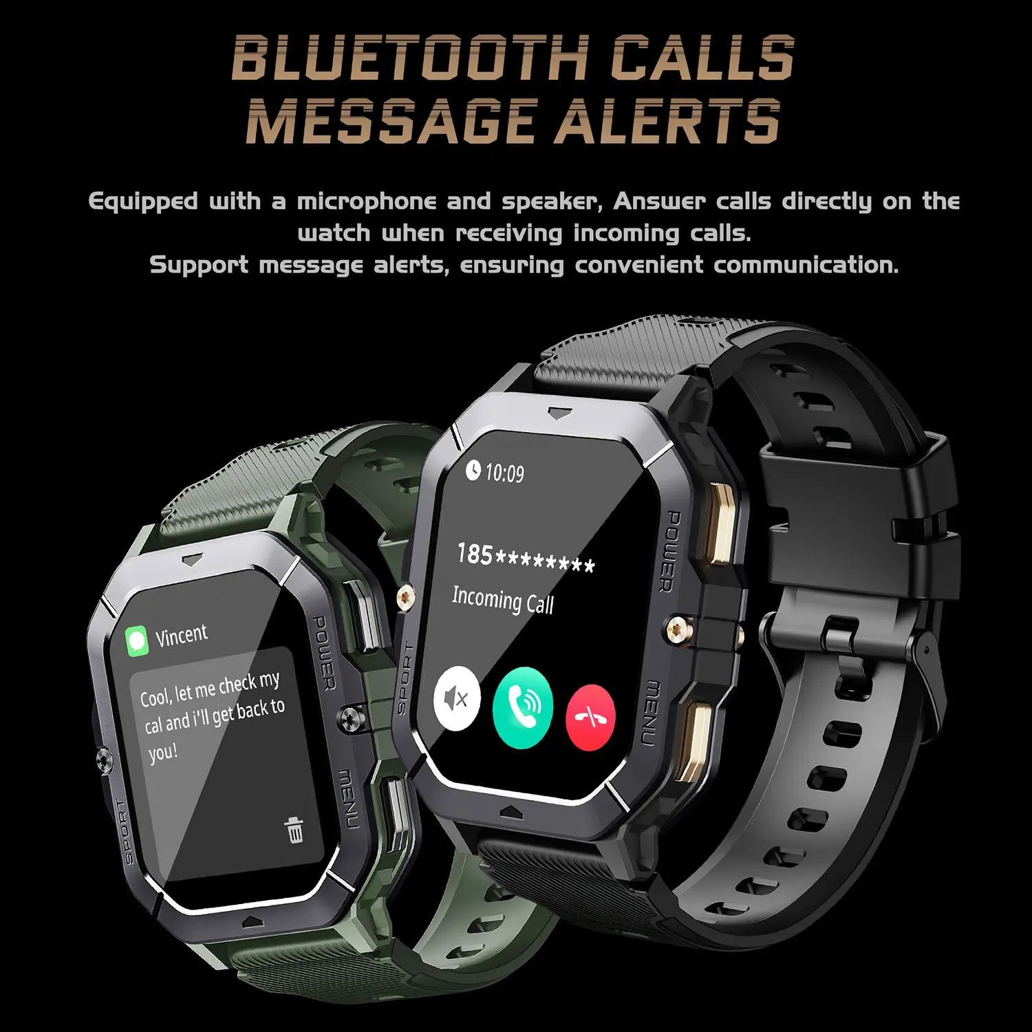 Smart Watch Men Bluetooth Call Sports Fitness Tracker Health Monitor 1ATM Waterproof 410mAh Long Battery Life Women Smartwatch