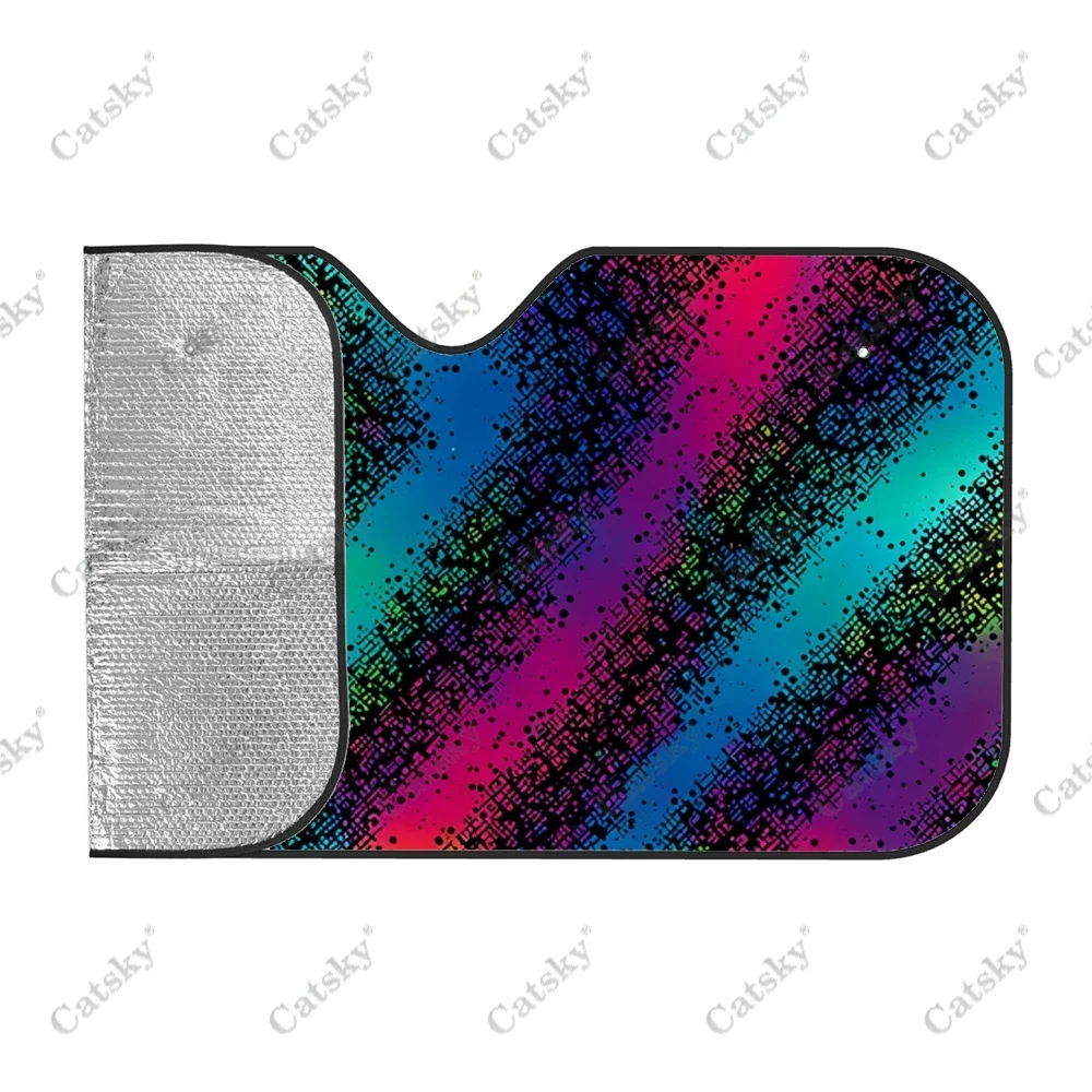 Random Rainbow Splats Car Windshield Sunshade, Front Auto Car Windshield Sun Shade Blocks Uv Rays Sun Visor Protector