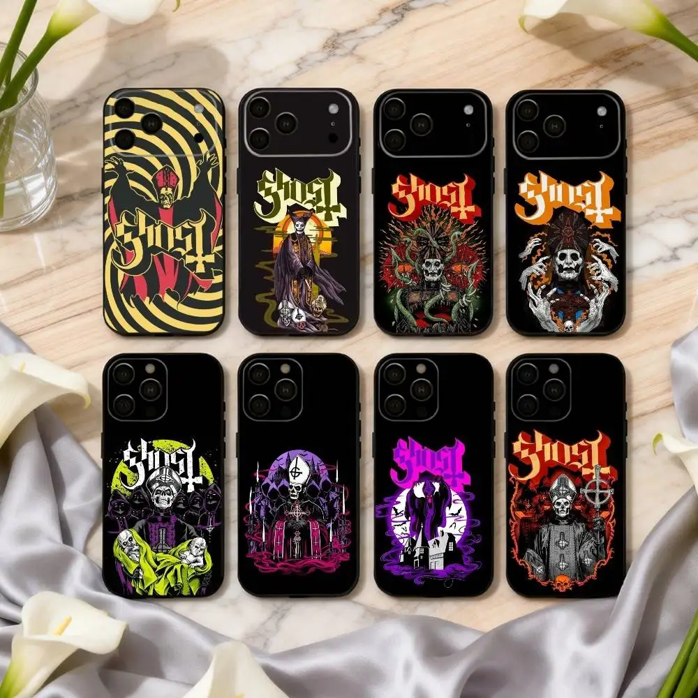 

B-band gothic G-Ghost Heavy Metals Phone Case For iPhone 17pro,16,15,14,13,12,11 Plus,Pro Max,XS,Soft Silicone Black Cover