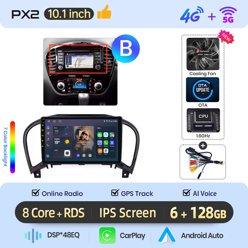 AWESAFE Draadloze CarPlay Android Auto Radio voor Nissan Juke YF15 2010-2014 Auto GPS Navigatie Plug and Play met SWC CANBUS RDS DSP BT - afbeelding 1