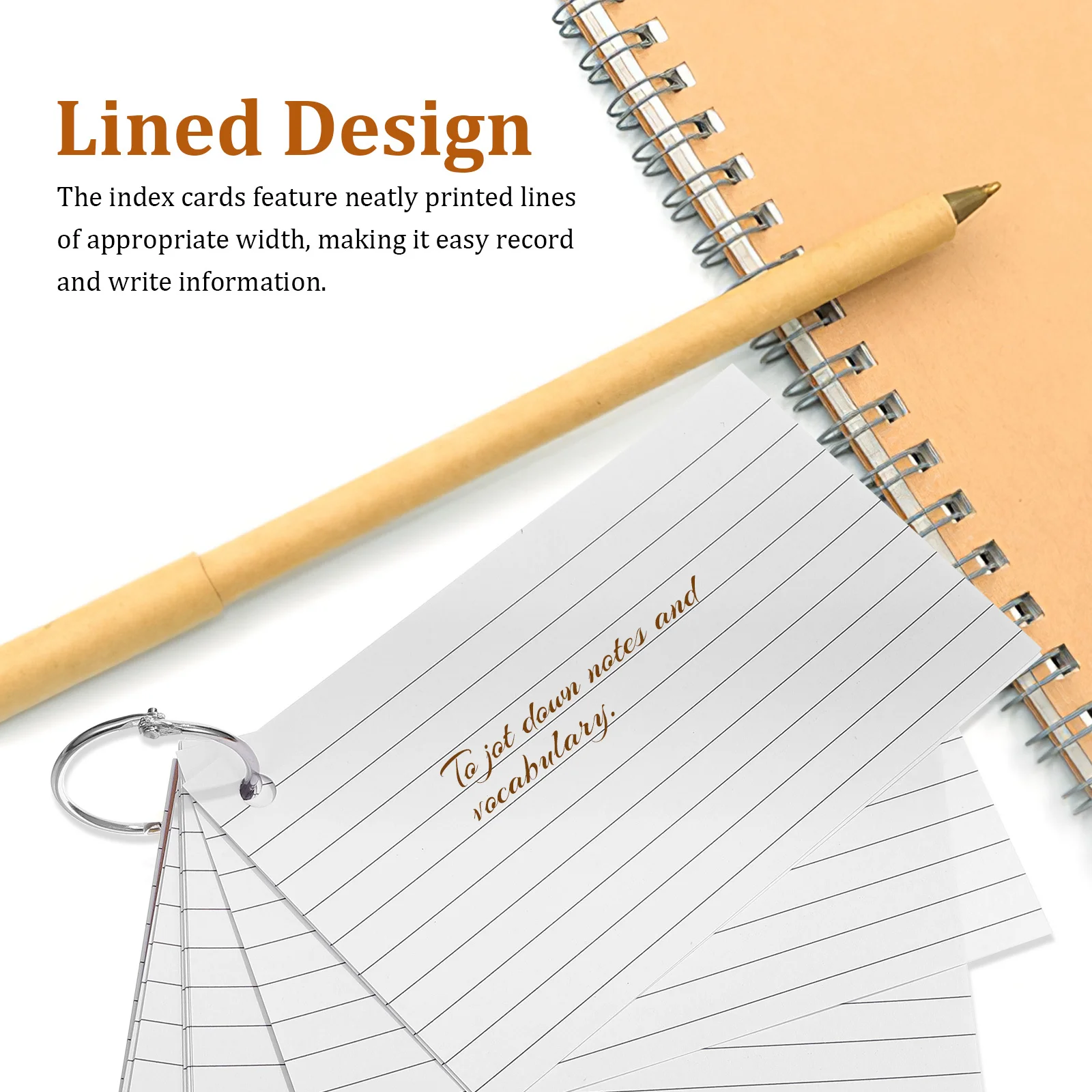 

4 pcs Lined Index With Ring Flash Cards For Studying Students Vocabulary Learning Note Cards Portable Small Notebook School