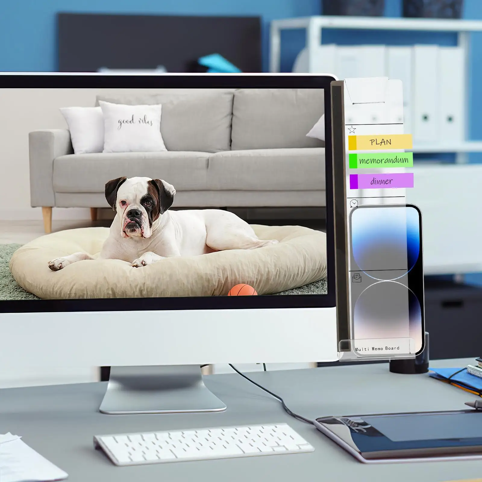 2 ชิ้น 30x8x3 เซนติเมตรหน้าจอคอมพิวเตอร์บอร์ดอะคริลิค MeMO Pad สําหรับจัดเก็บ Notepad ganizing ข้อความ