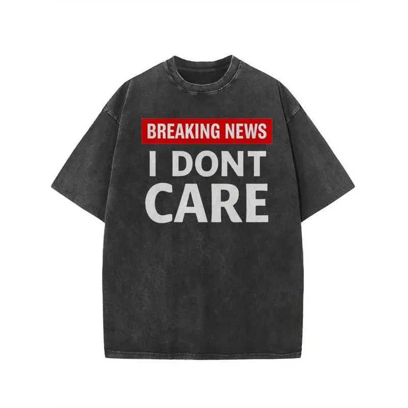 

Funny T-Shirt "I Don't Care" Graphic Tee Unisex Washed Retro Sarcastic Humor Quote Streetwear Cotton Top Gift