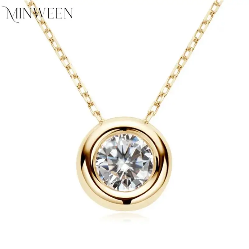 

Real D VVS1 Moissanite Neclaces 6.5mm Round Pendant for Women 100% Silver 925 Yellow Gold Color Fine Jewelry Wholesale