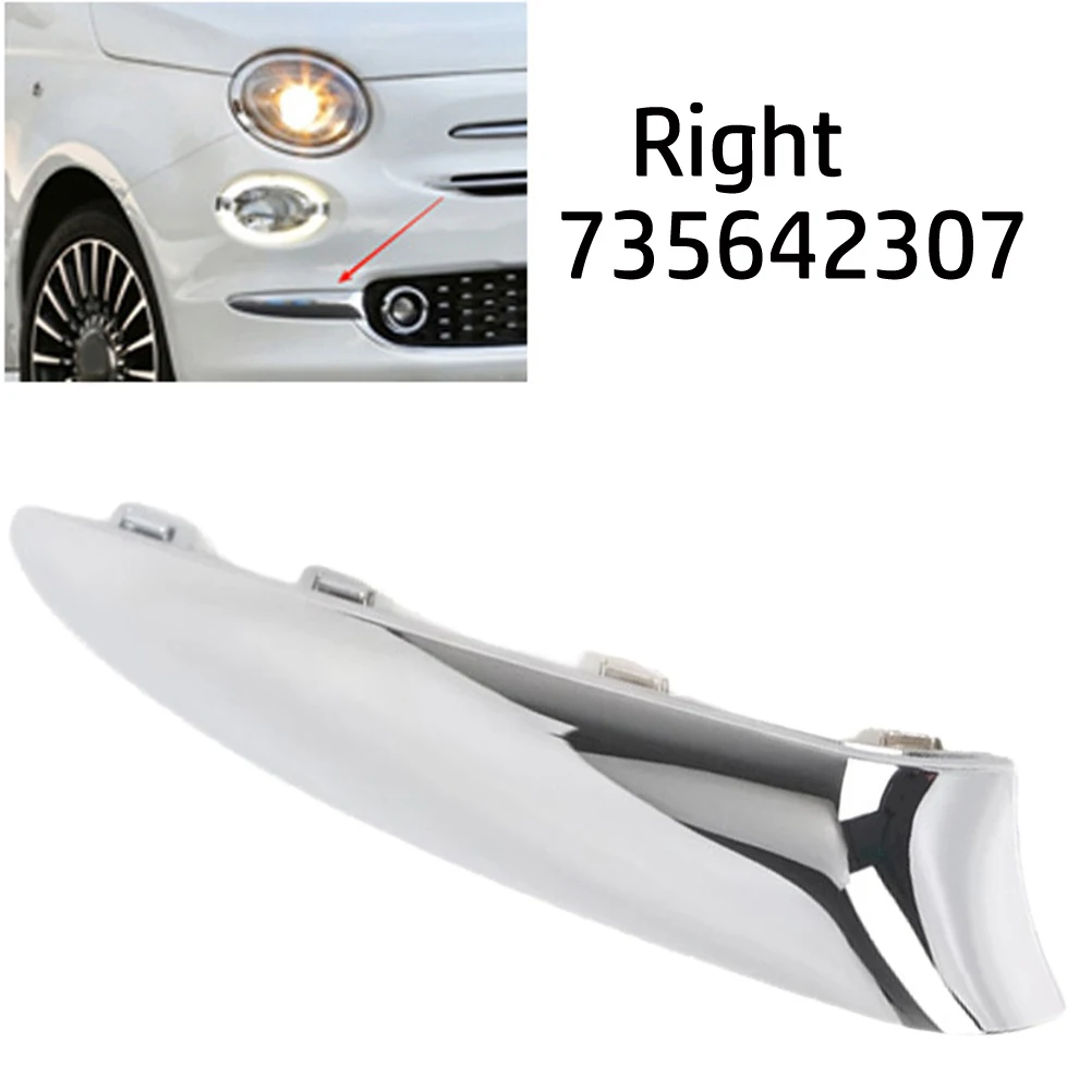 Front Bumper Moulding Chrome Part Number 735642307 for Right Hand Lounge Fitment Compatible with For Fiat 500 Years 16 to 20