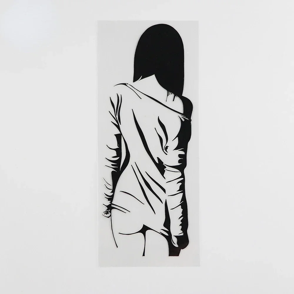 Super hot, sexy girl look - car vinyl sticker, 7.1 cm x 18.6 cm, cool, available in five colors of black/silver, PVC decal