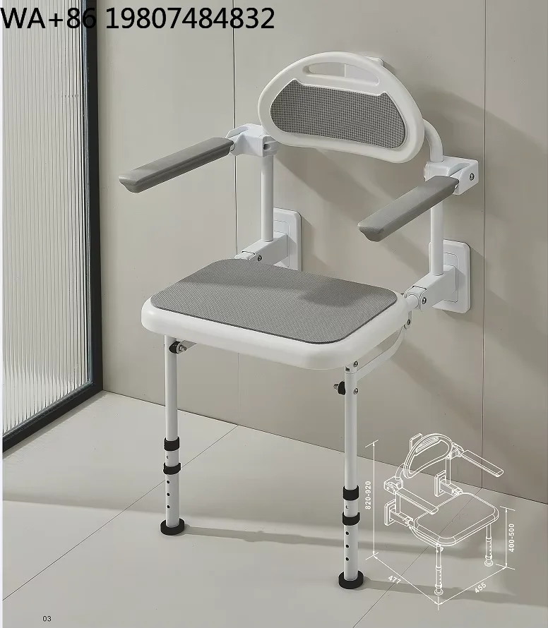Space Saving Anti Slip Wall Mount Foldable Shower Bench Lightweight Stable Frame Bath Seat For Seniors Disabled Pregnant