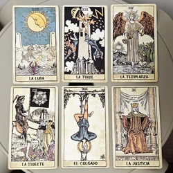 Vintage Tarot Deck 10.3*6cm Spanish Edition 78 Pcs Tarot Cards Based on Rider Waite System Espanol