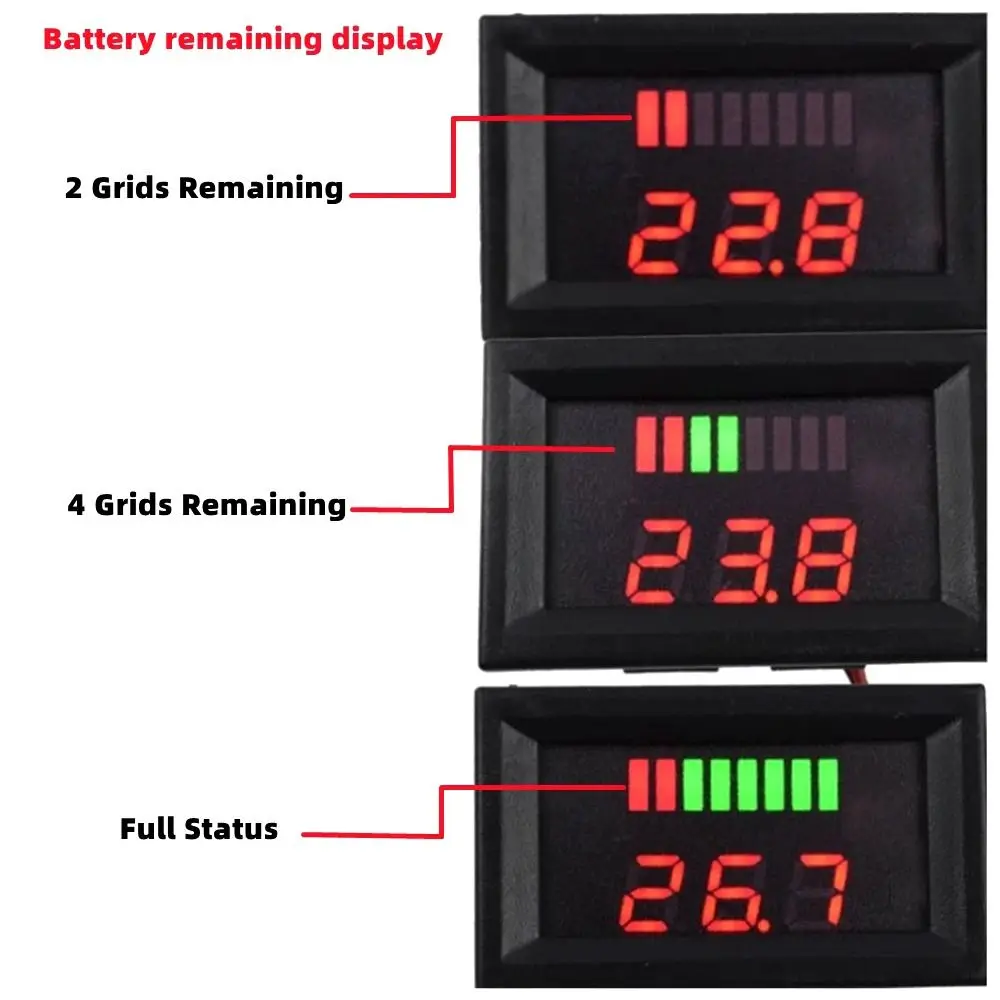 LED Voltmeter Tester Car Battery Charge Level Indicator Lithium Battery Capacity Meter Battery Tester 12V 24V 36V 48V 60V 72V