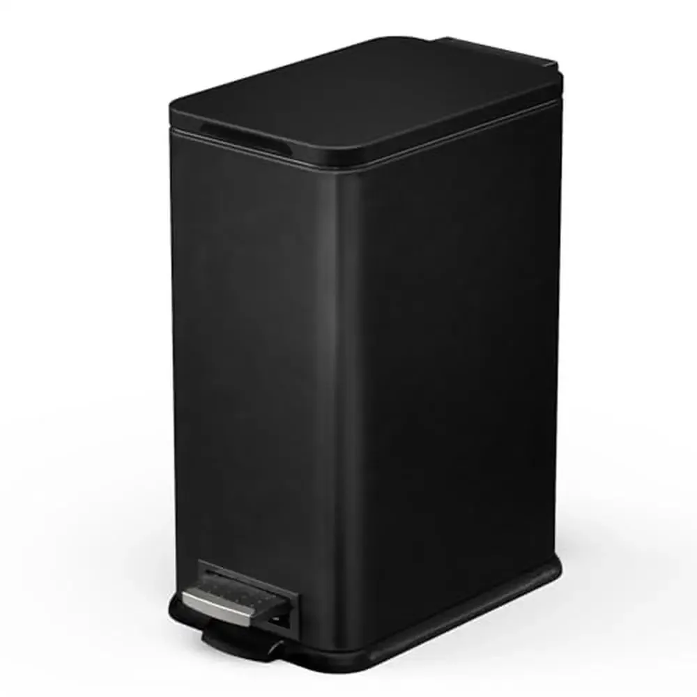 

Педаль из нержавеющей стали 16,7 л, тонкий кухонный мусорный бак, 4,4 галлона, закрывающийся в кухне, гостиной, офисе, черная крышка, бесшумное закрытие