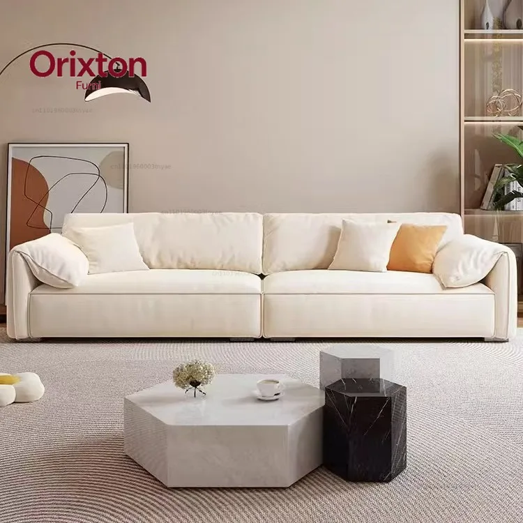 Sofa Premium Quality Home Living Room Three-Seater Straight-Back Upholstered Elephant Ear Sofa*
