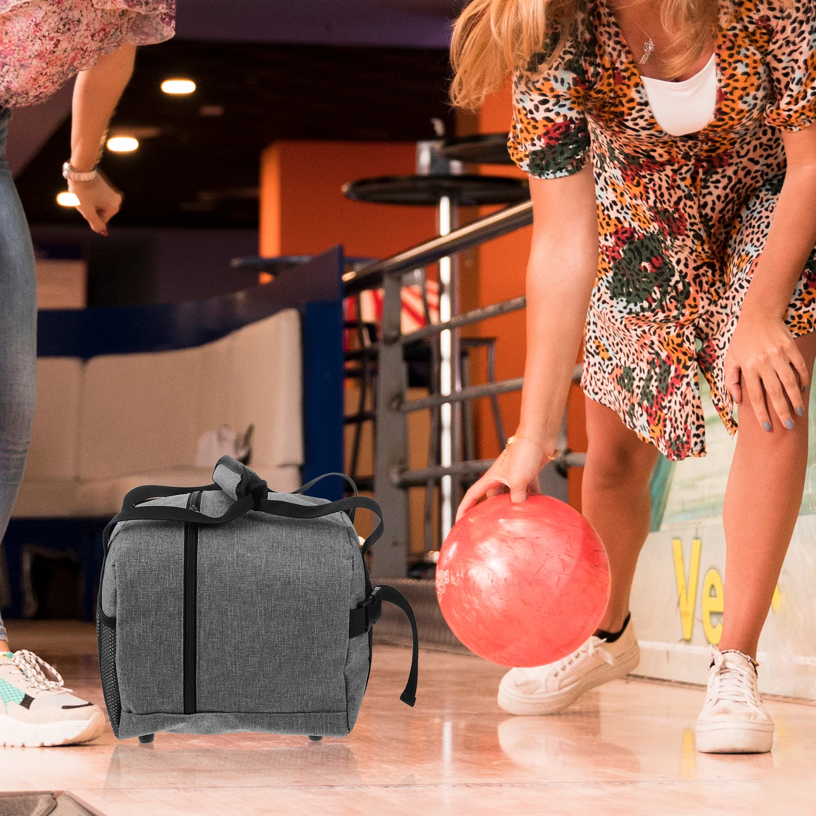 

Oxford Cloth Bowling Ball Bag Single Durable Portable Storage Tote Grey School Sports Team Gym Ball Game Room Holds