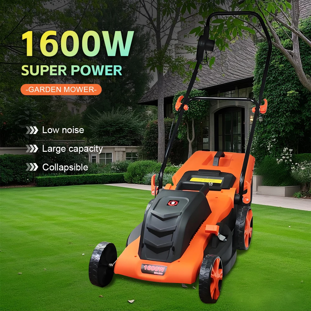 1200W/1600W High Power Electric Lawn Mower Hand Push Weeder Garden Yard Lawn Mower Lithium Trimming and Grass Beaters