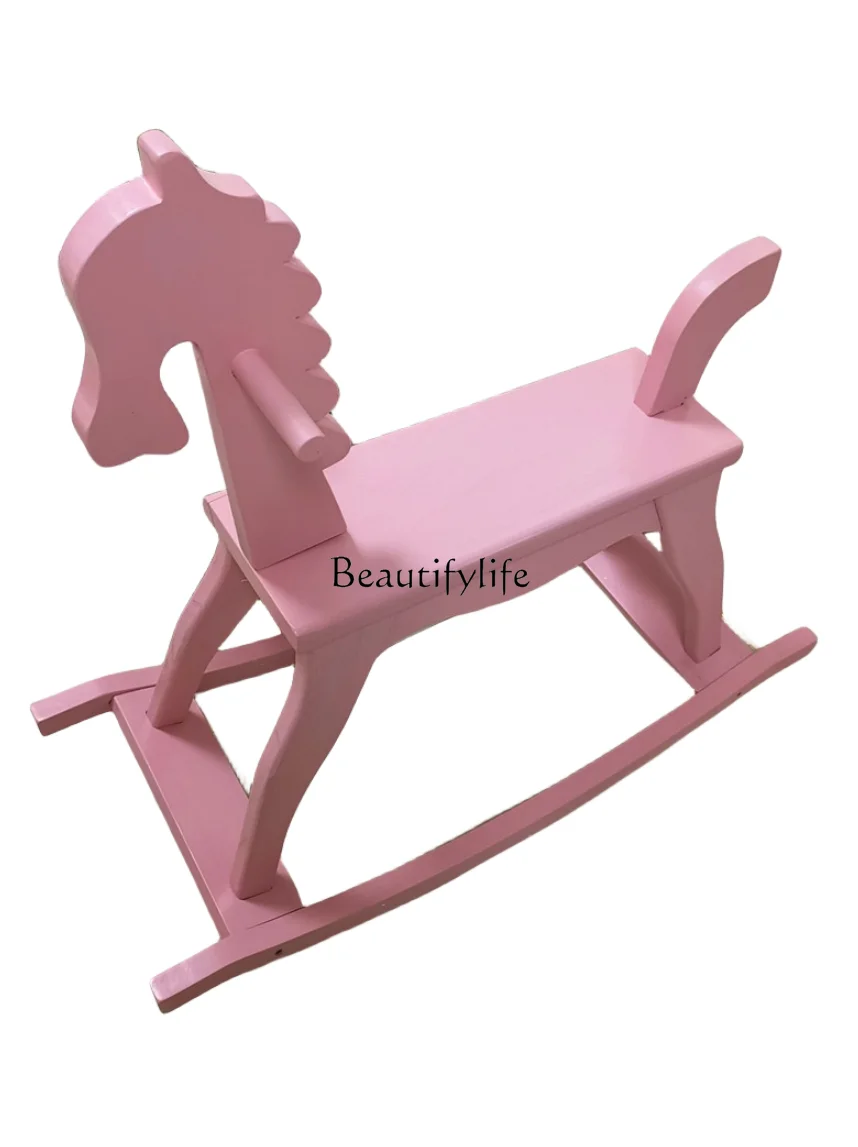 Solid Wood Adult Rocking Horse Sitting Creative B & B Decoration