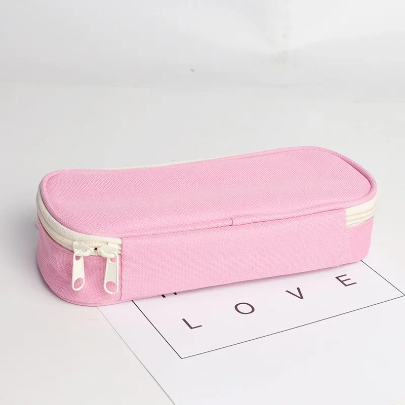 Large Capacity Pencil Cases Simple Solid Color Oxford Fabric Pencil Cases Student Stationery Bag School Supplies