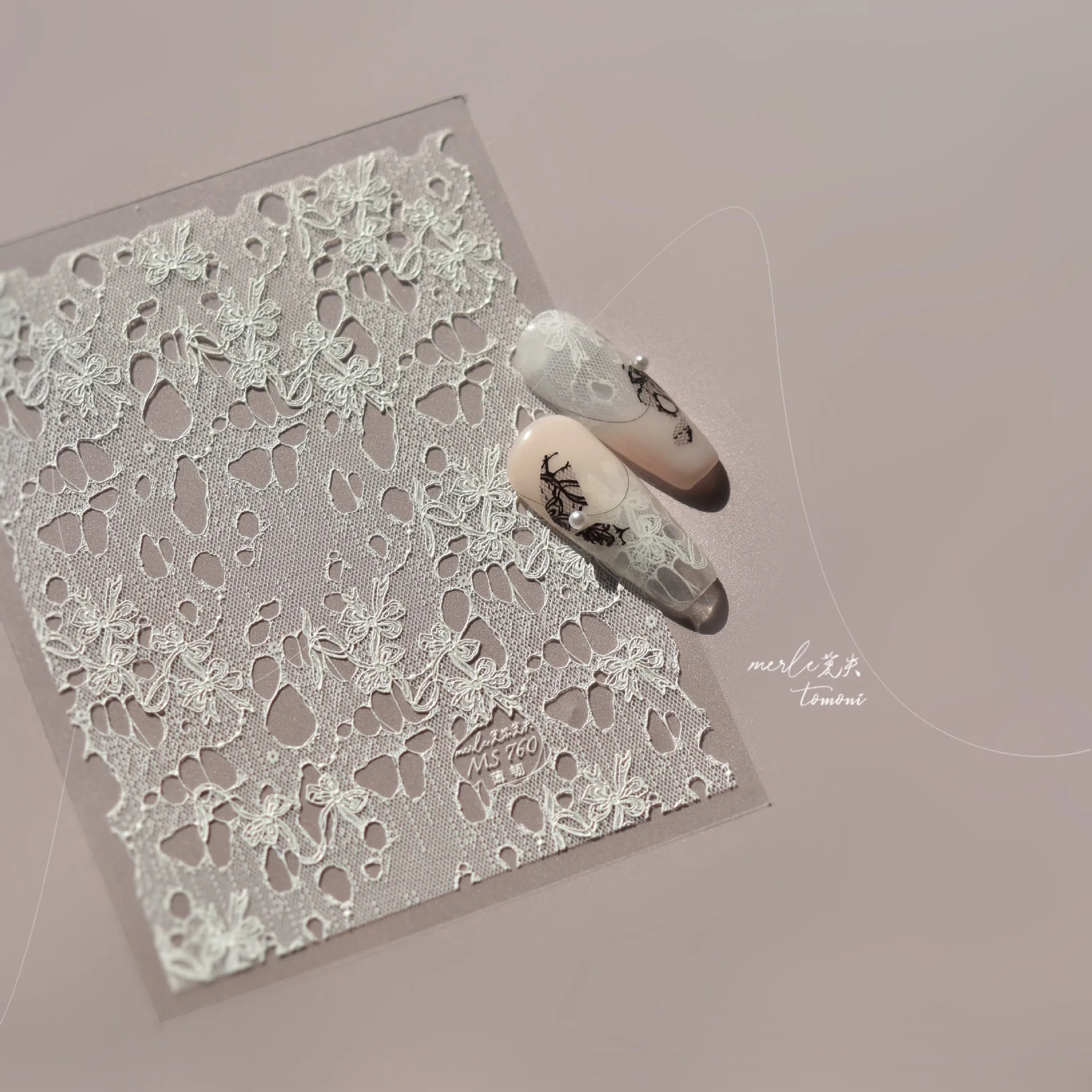 

150 шт. 5D рваные наклейки для ногтей с кружевным бантом