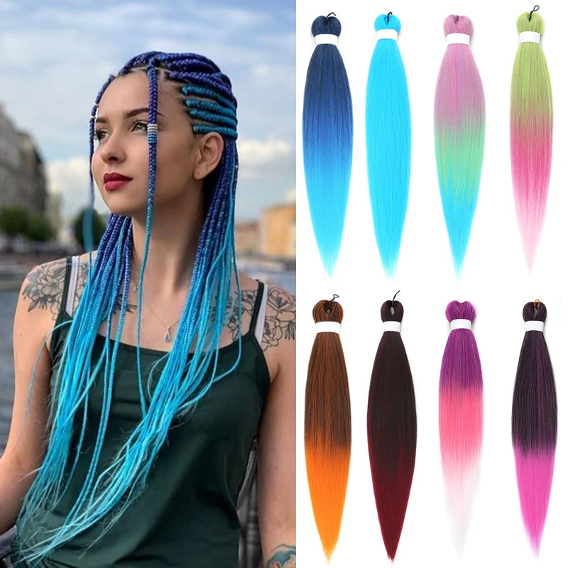 Pré esticado trança extensões de cabelo para mulheres africanas, fácil crochê cabelo Kanekalon, sintético Yaki EZ Braid