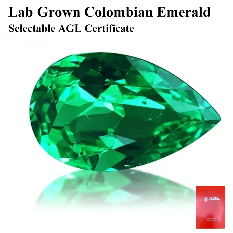 

Lab Grown Colombian Emerald Top Quality Pear Cut Hydrothermal Gemstone VVS1 Fine Jewelry Material Comes With AGL Certificate