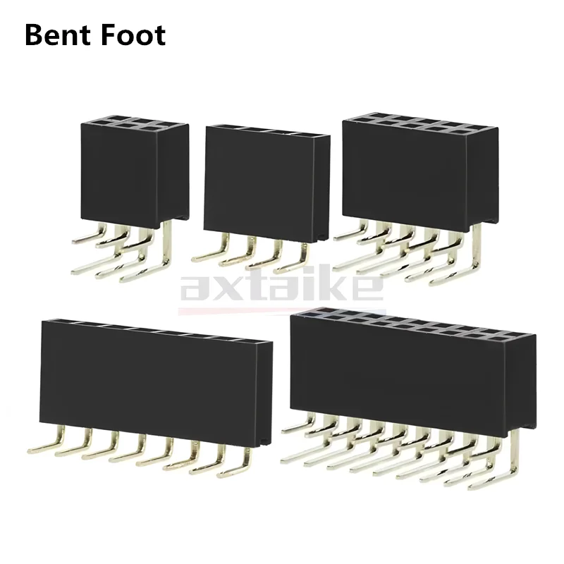女性用コネクタ,20個セット,2.54mm,pcb,2p,3,4,5,6,7,8,9,10,12,14,15,16,20または40ピン,個別二列ジャム