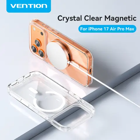 Vention Magnetic Case for iPhone 17 Pro Max Air Crystal Clear Case Wireless Charge for Magsafe Case Shockproof Cover Phone Cases