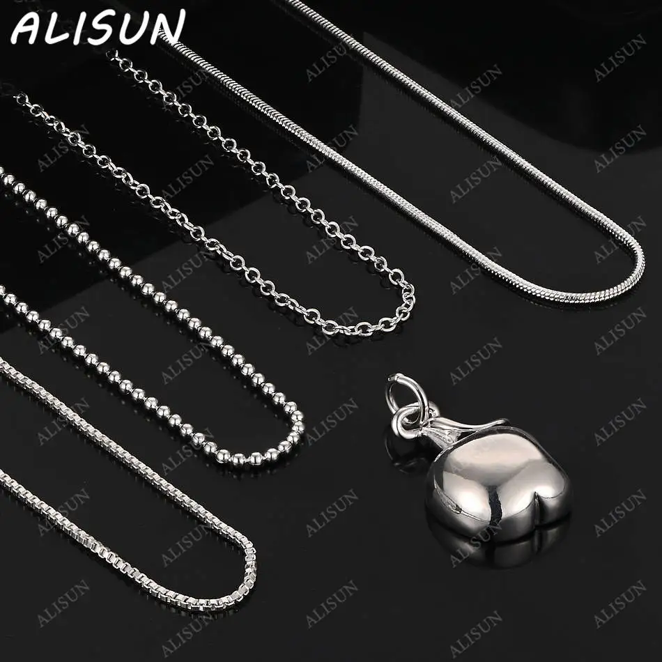 

ALISUN 40-75cm 925 Sterling Silver Apple Pendant Necklace For Women Men Charm Trend Birthday Gifts Fashion Party