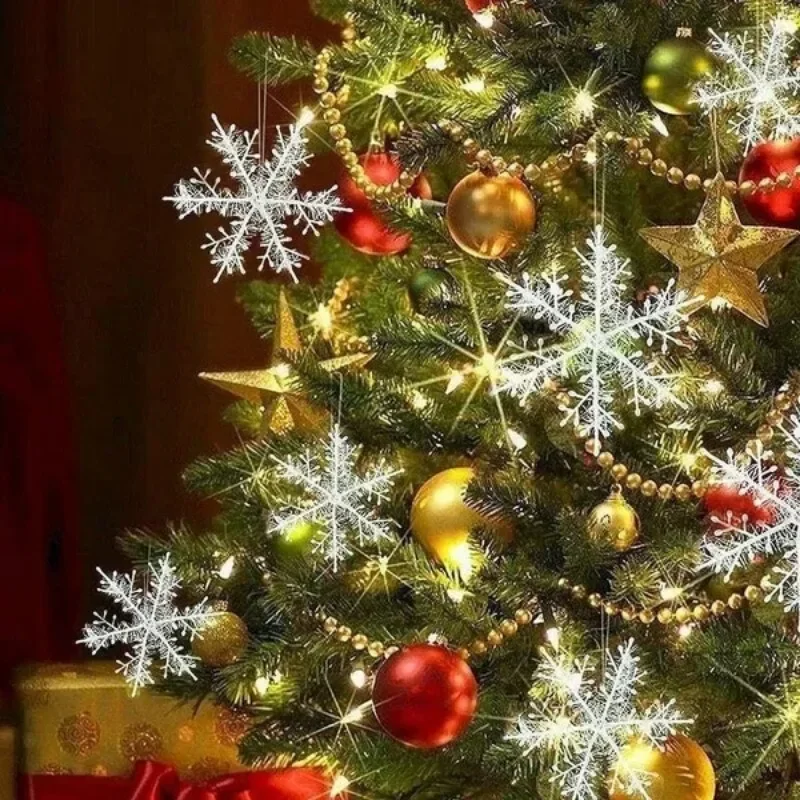 30 قطعة عيد الميلاد الثلج الحلي شجرة عيد الميلاد معلقة الأبيض ندفة الثلج الديكور DIY بها بنفسك السنة الجديدة أكاليل ديكور المنزل 2025