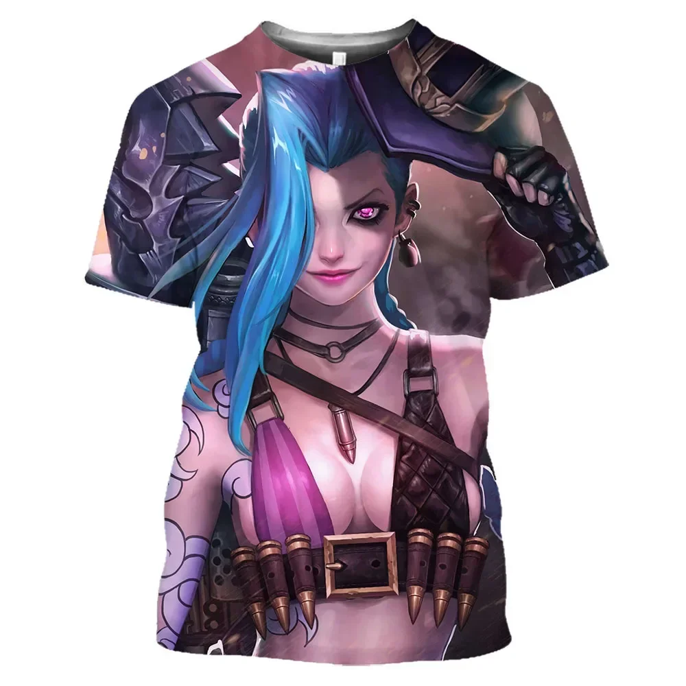 

Men Women T-shirt Kids Hip Hop Tops Cool O-neck Top Game LoL Camiseta Arcane League of Legends Fashion 3D Print T Shirt