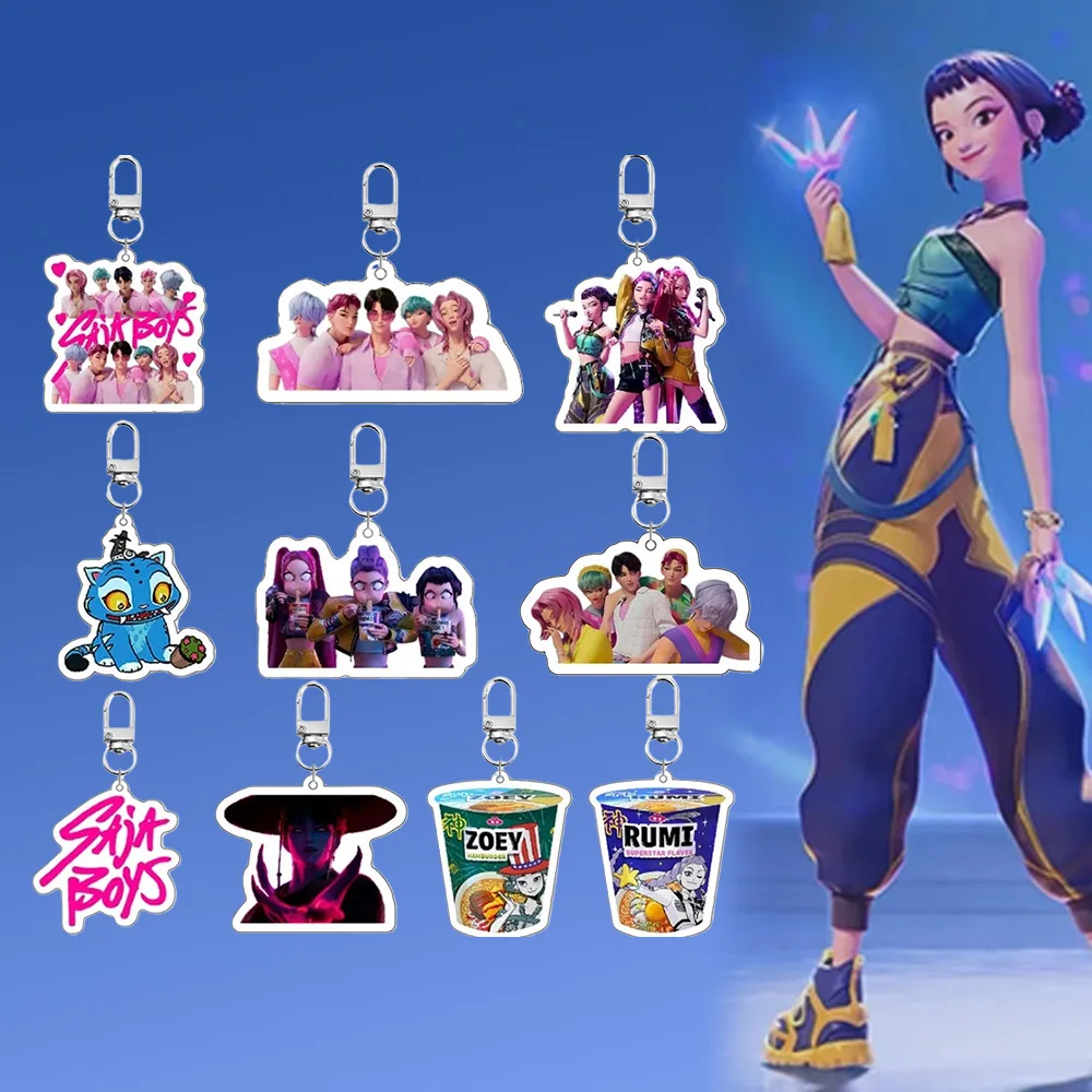 Kpop Demon Hunters Huntrix Saja Boys Keychains for Accessories Jewelry Rumi Zoey Jinu Mira Sold My Soul Keyrings Fans Gifts - Image 2