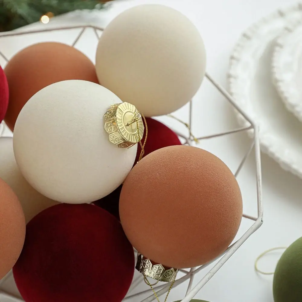 6-teiliges Set Weihnachtskugeln Dekoration Beflockte Farbige Christbaumkugeln Samtkugeln Fensterdekoration Party Hochzeitsgeschenk