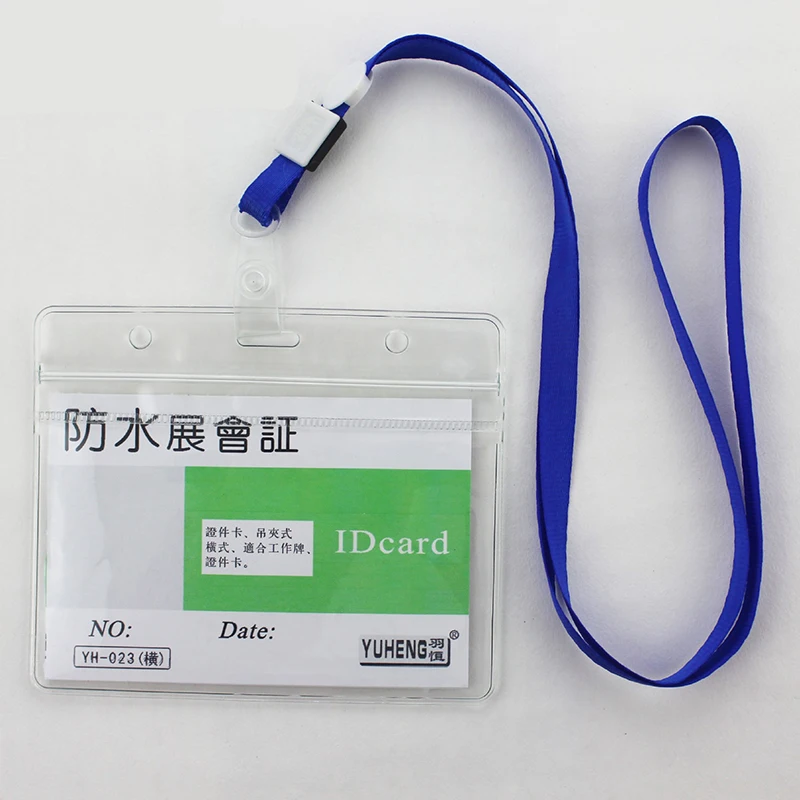 10 PCS Blue Lanyards ID Badge Holder Neck Rope and Cardholder Clear Waterproof Sleeve Pouch Plastic Protector