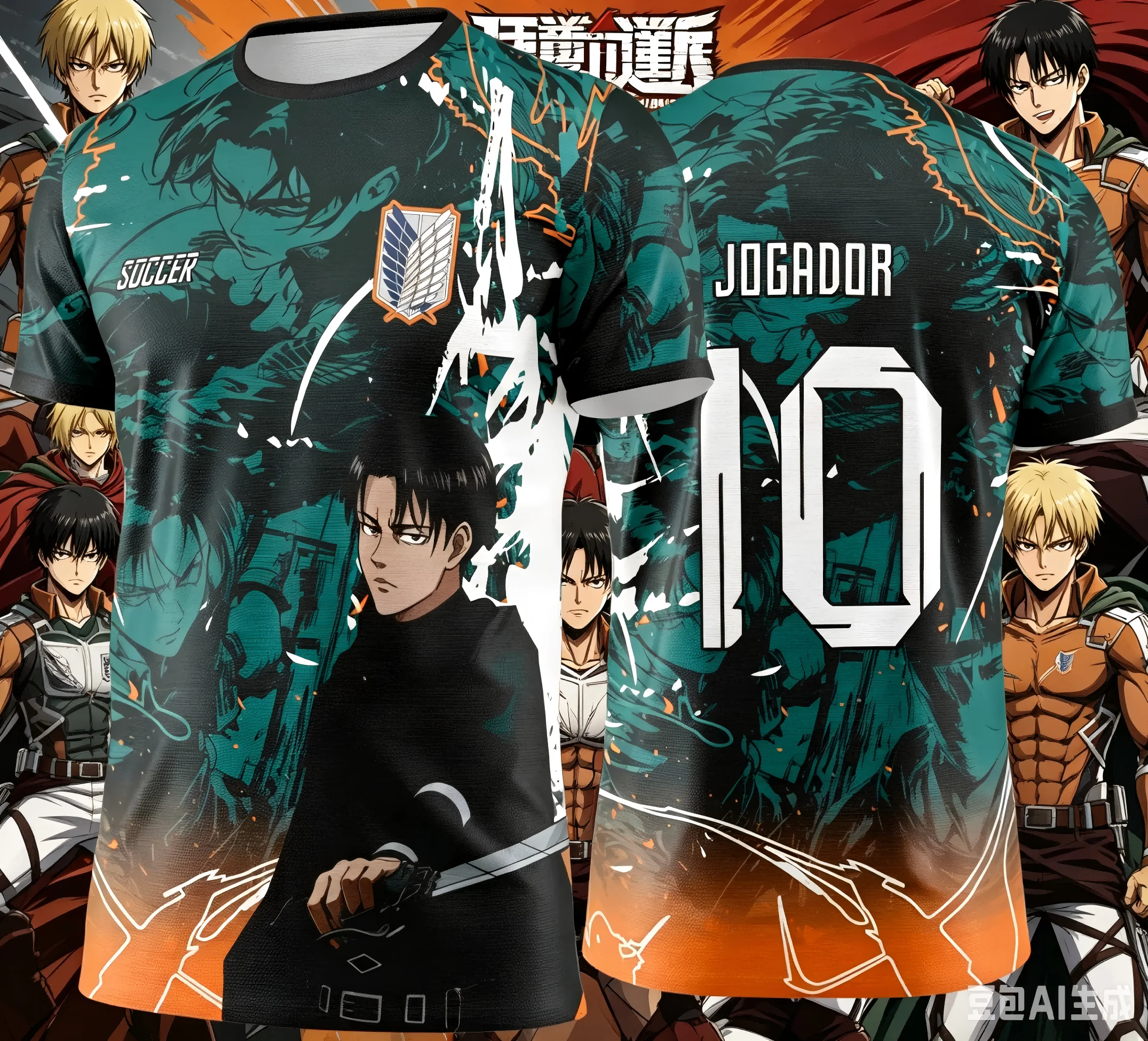 Men's 3d Printed Comic T-shirt, Anime Attack Titan Levi Ackerman Graphic T-shirt Harajuku Fashion Cartoon T-shirt