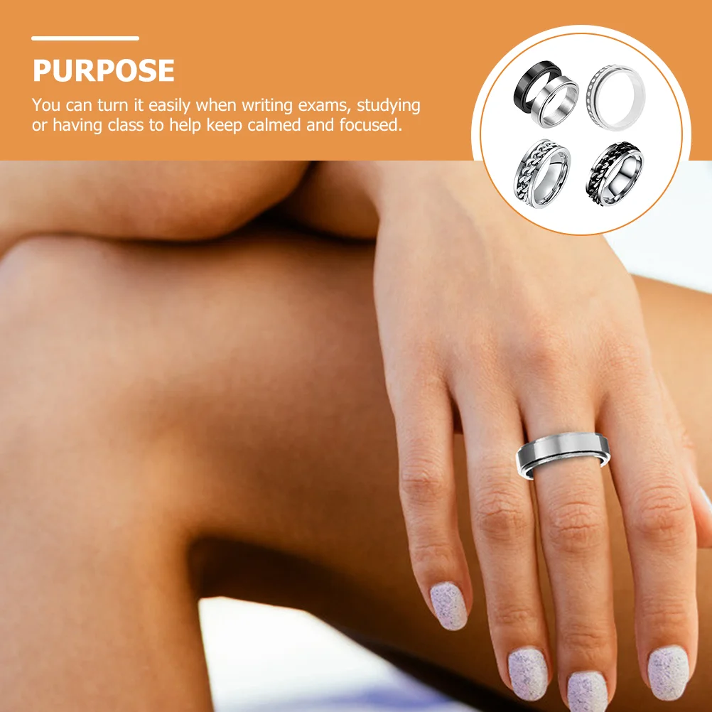 5 Pcs Ring Titanium Steel Knuckle Rings The Anti Anxiety Finger Gift High Quality