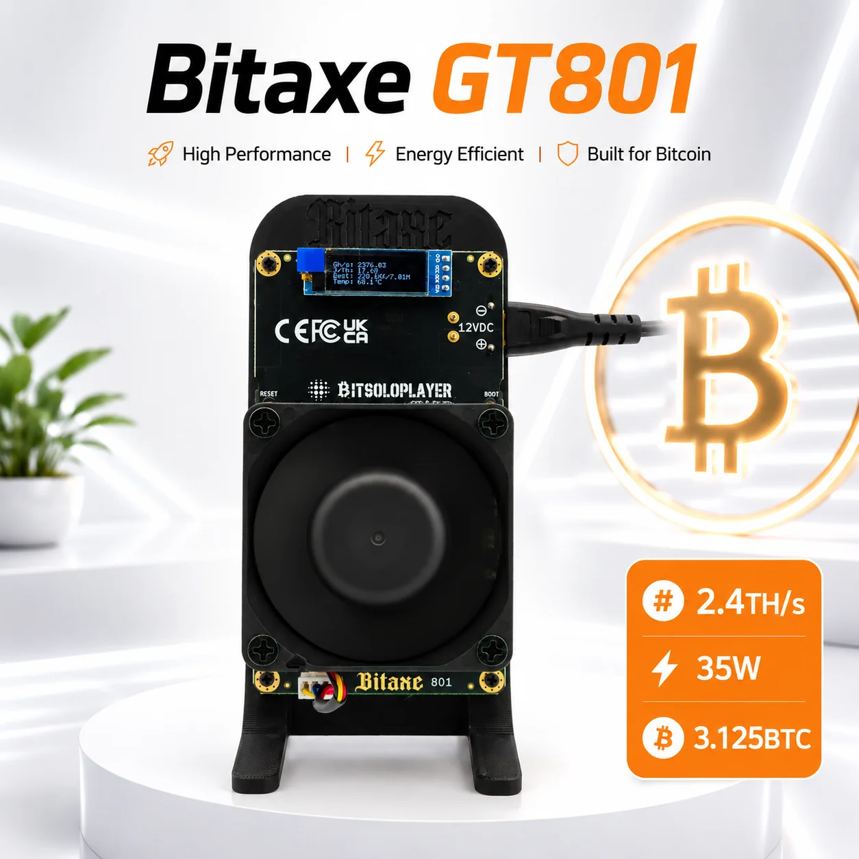 2026 New Bitaxe Miner GT801 2.4Th/s 35W Low Power BM1370 Asic Chip SHA Algorithm Open Source BTC Solo Miner Home Crypto Mining