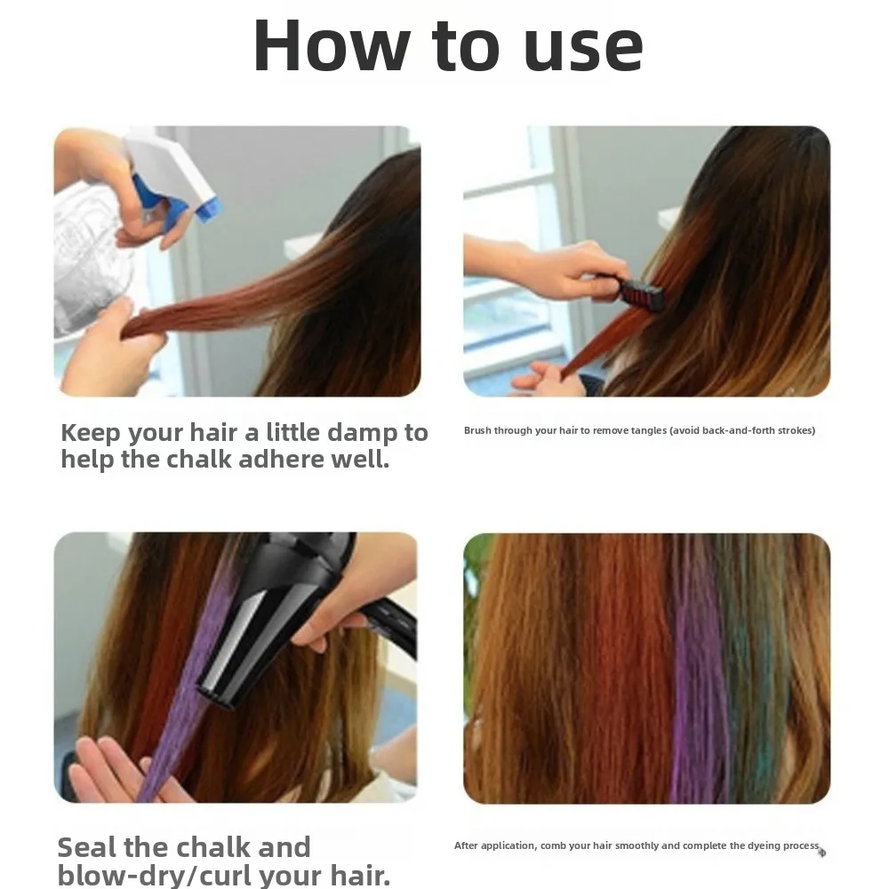 Colorful Hair Chalk Combs Easy Application Skin Safe Materials Temporary Hair Color Wash Out One-time Use Chalk Hair Color