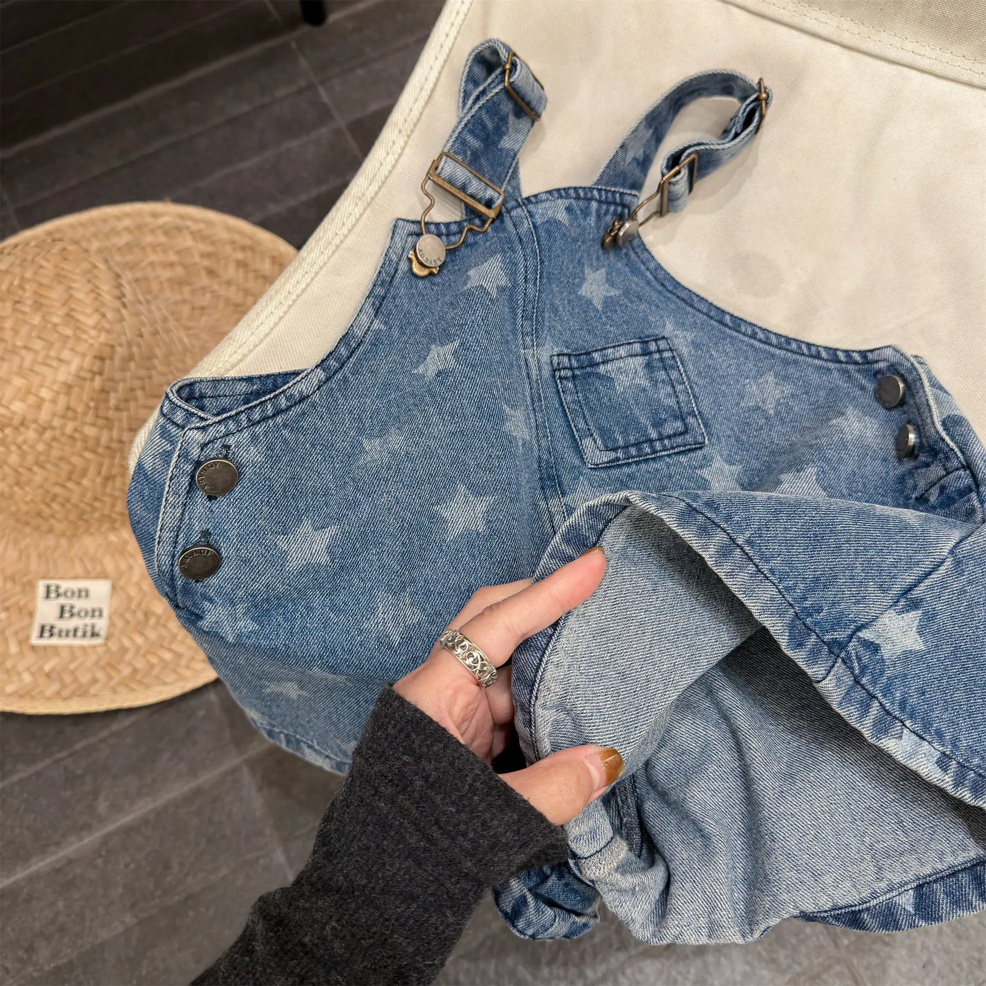2026 New Summer Toddlers Kids Denim Jumpsuits Polka Dot Printed Children Shorts Baby Girls Suspenders Overalls  1-8Years view 4