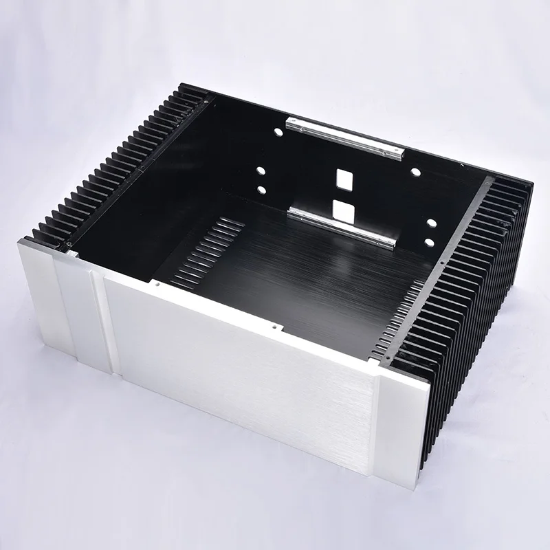 Simple pass style panel Aluminum  Power Amplifier Chassis AMP Enclosure DIY Box with double side heatsink 4312