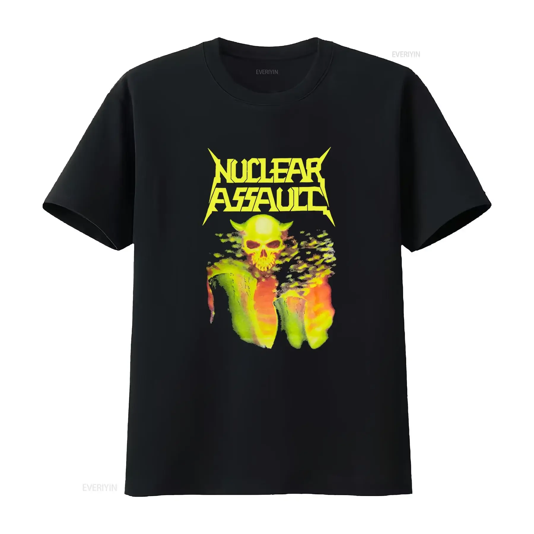 NUCLEAR ASSAULT SURVIVE OFFICIAL T SHIRT Men's with Skull Design vintage Washed Casual Breathable Slightly Soft