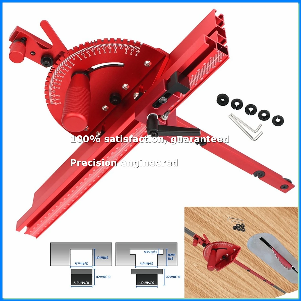 

1 Set Miter Gauge and Fence with Track Stop Sawing Assembly Angle Ruler for Table Saw Router Woodworking Bench Tools DIY-A07G