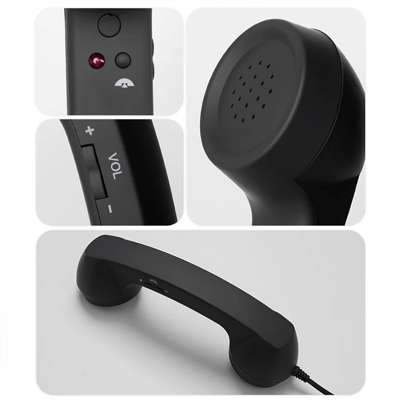 Retro Mobile Phone Handset Headphone Type-C Tangle Free Wire Landline Handle Receiver Telephone Style Handheld Phone Receiver