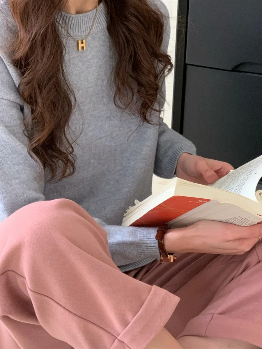 

Тяжелый свитер с цветочным принтом, базовый крой, универсальный длинный све, круглый, Ne, повседневный, подходит для женщин 8–24 лет