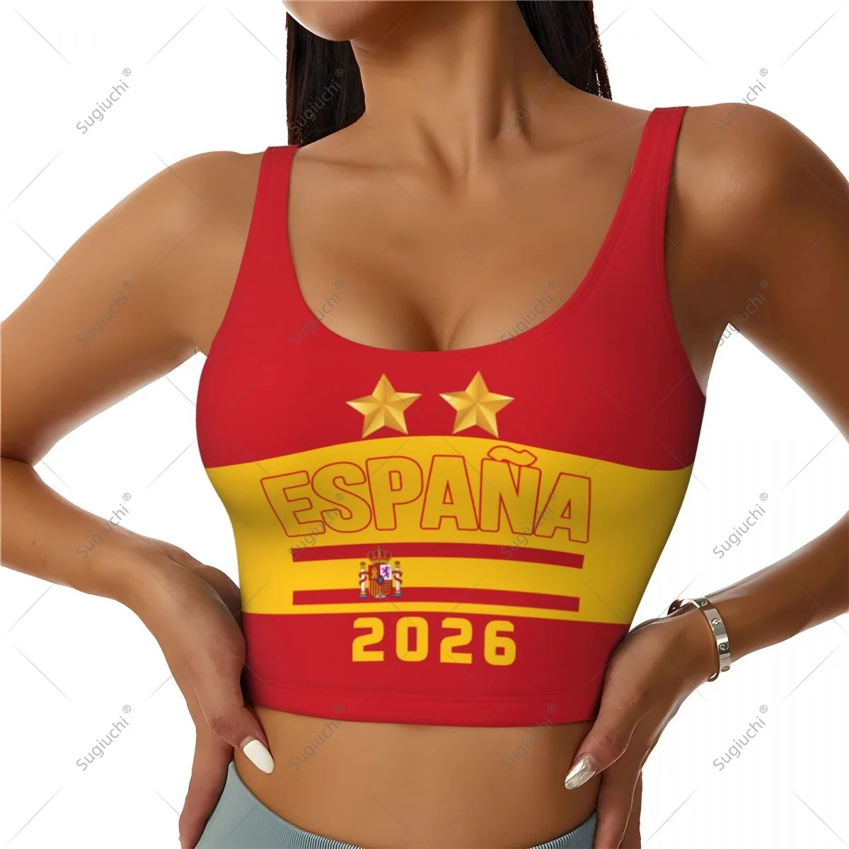 ESPANA Espagne 2 étoiles 2026 Champions Gilet de sport léger et tendance pour femme et fille, idéal pour le yoga et l'entraînement