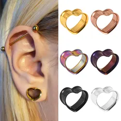 1PC Ear Gauges Piercing for Women Love Heart Ear Tunnels Plugs Expander Stretcher Earring Piercing Jewelry 316L Stainless Steel