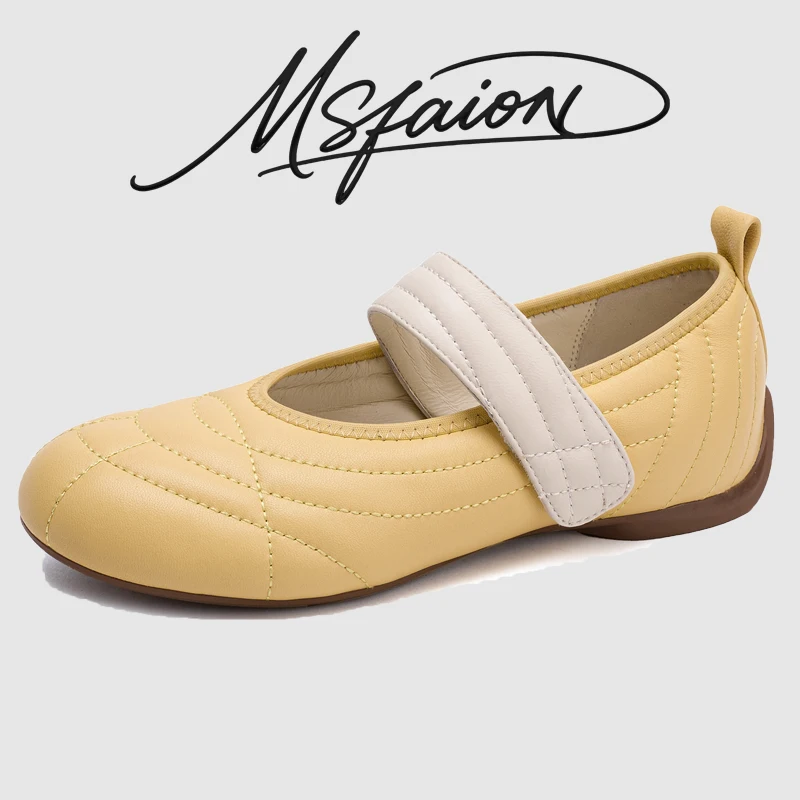 

Новинка 2026: Женские туфли Мэри Джейн ручной работы из овчины, балетки, спортивные, удобные, черные, желтые (93)