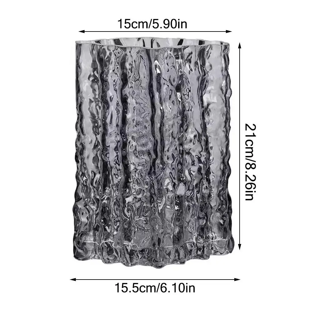 Ins Transparent Flower Vase Ornaments Large-caliber Glacier Pattern Light Luxury High-end Water Vase Flower Storage Container