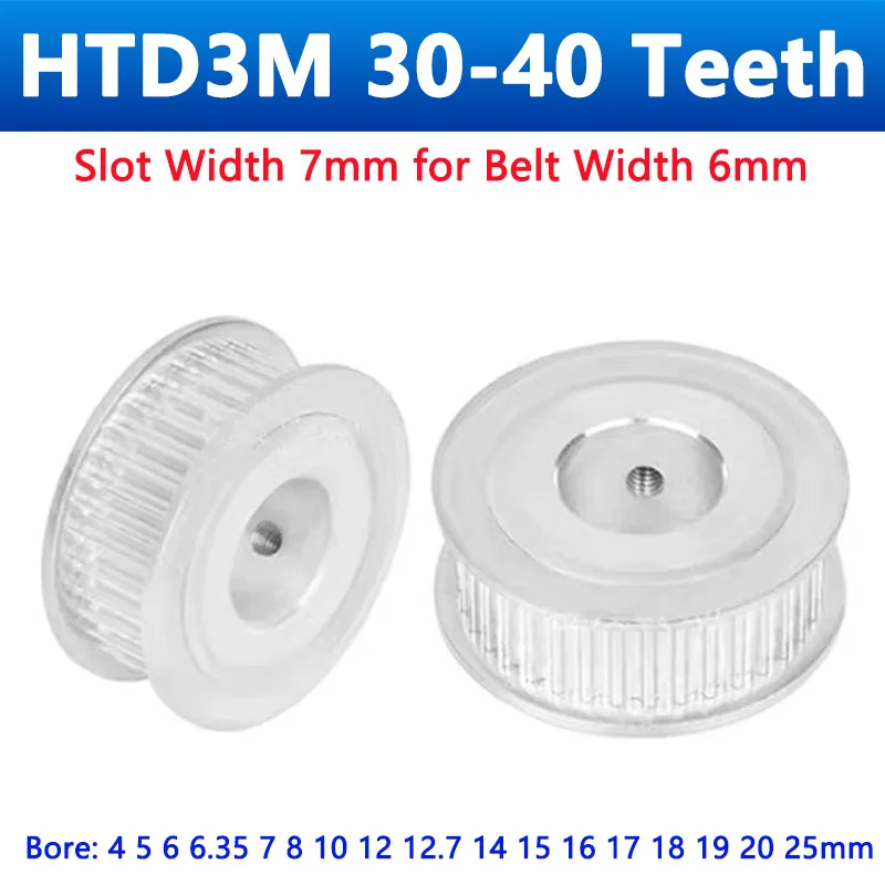 1pcs 30-40 Teeth HTD3M Timing Pulley Aluminum Alloy Synchronous Wheel For 6mm Width Belt Bore 4-25mm 30/32/34/35/36/38/40 Teeth