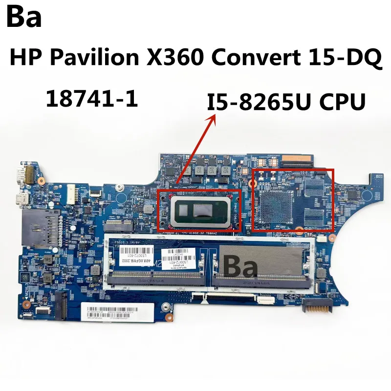 

For HP Pavilion X360 Convert 15-DQ Laptop Motherboard SRFFX I5-8265U CPU 18741-1