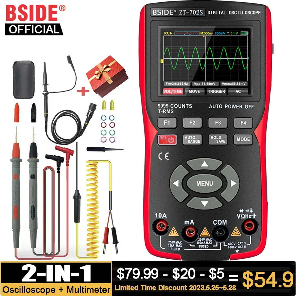 

BSIDE ZT702S Handheld Oscilloscope Multimeter Professional Digital Multiteter Electrician Current Capacitance Resistance Tester