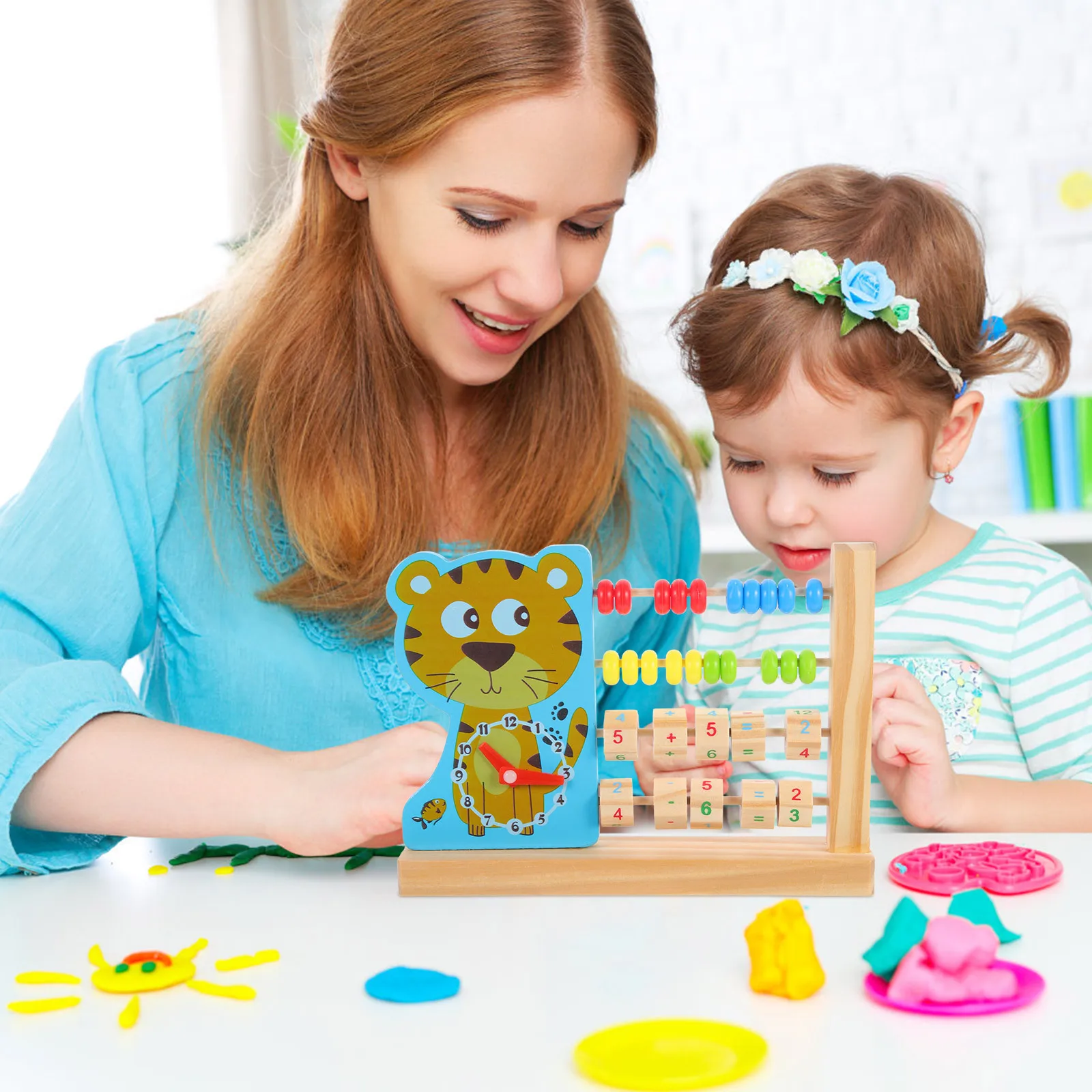 나무로 만든 초기 교육용 컬러풀한 주판 산수 구슬 계산 도구 어린이용 인지 학습 카운팅 도구