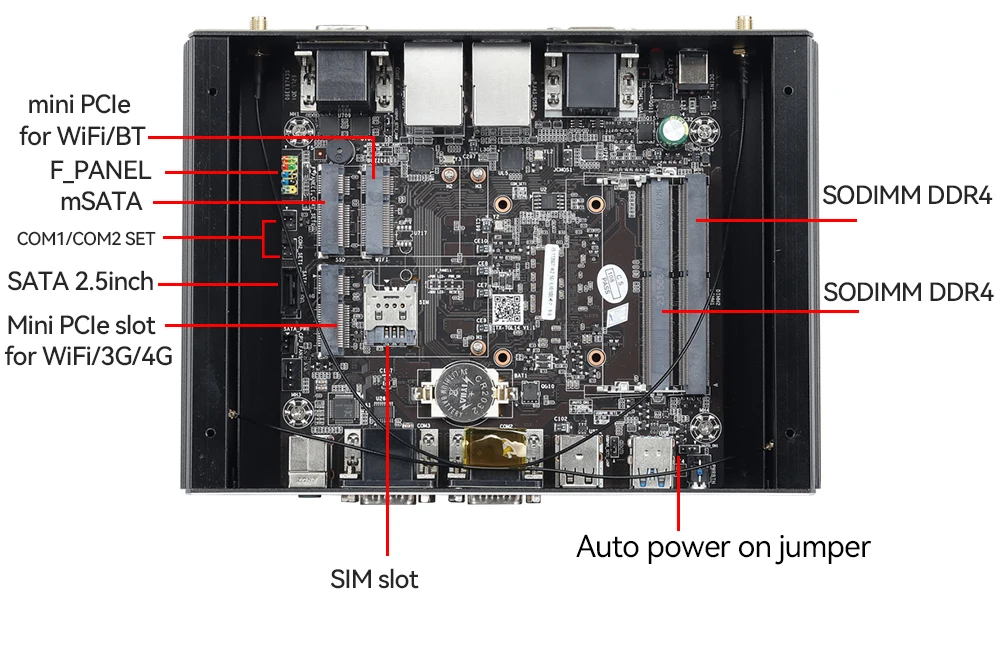 XCY X89 Industrial IPC Fanless Mini PC Intel I7-1165G7 6x COM RS232 RS485 2x Mini PCIe WiFi SIM 4G LTE CAN-Bus Windows Linux