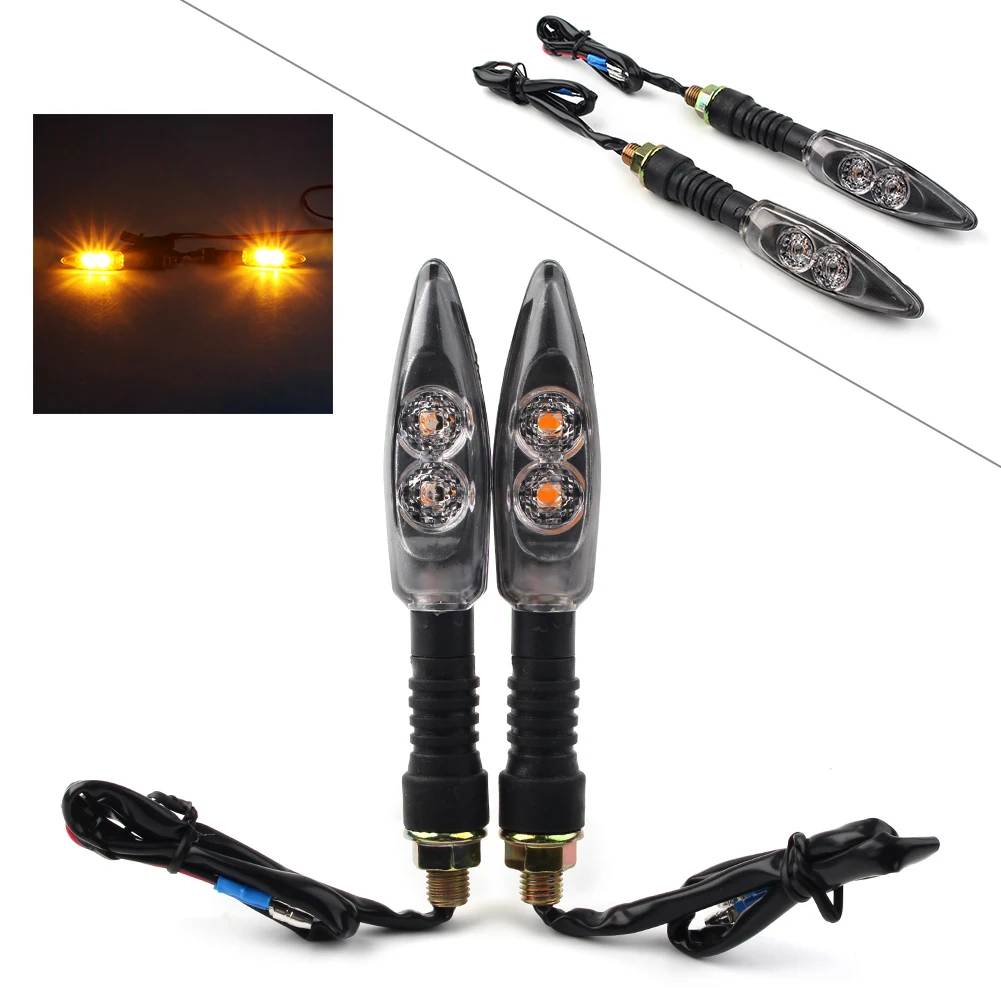 2 Pcs Mini Motorcycle LED Turn Signals Indicators Blinker Lights for Harley Motorbike Universal 12V